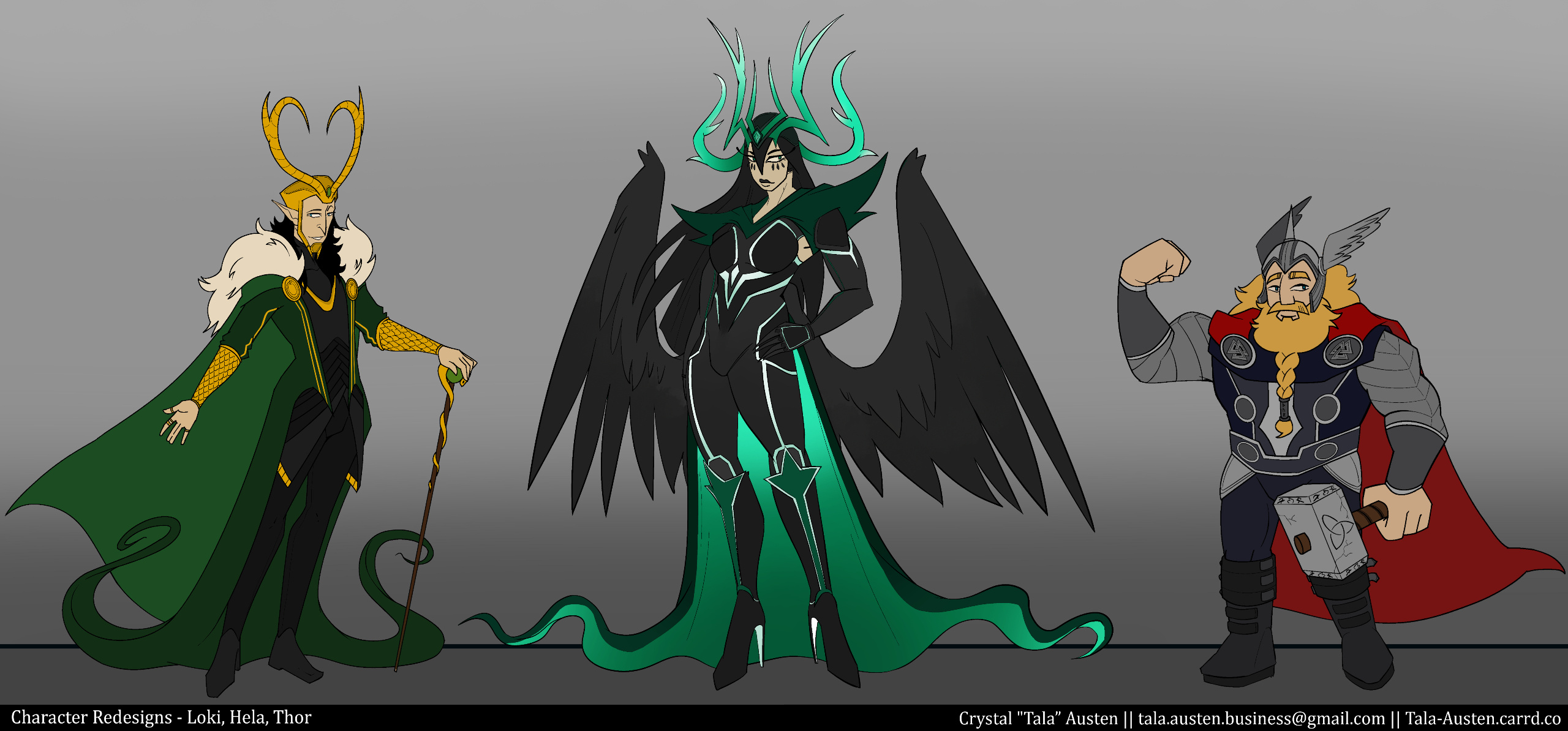 Loki, Hela, Thor Redesigns